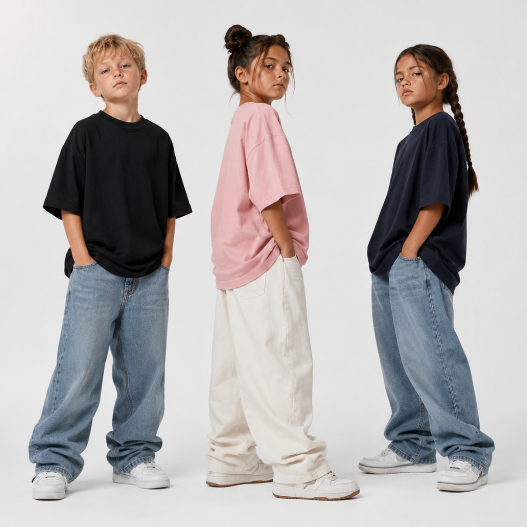 Kids Oversized Tee Black Model