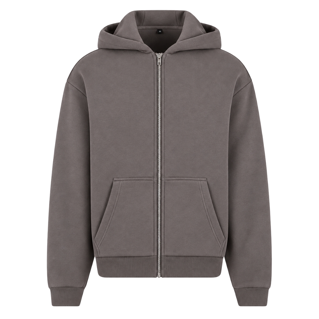 Fluffy Oversized Zip Hoody Magnet Vorne